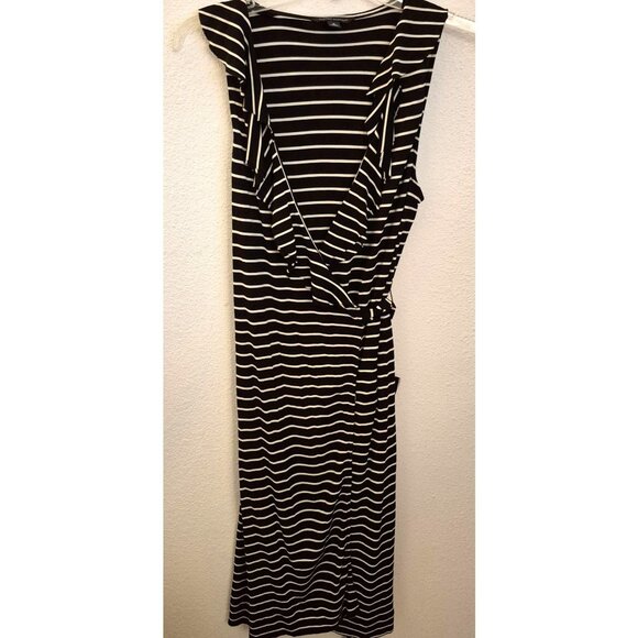 Banana Republic Striped Wrap Dress with Ruffle Neckline Size M EUC - Picture 1 of 8